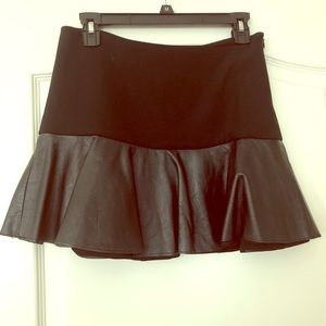 Black feaux leather skater mini skirt
